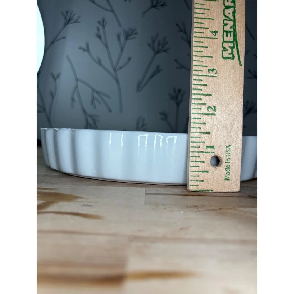 Kar Min Ceramic Quiche Tart Pan White Purple Grape Floral Fluted 9.5 Inch